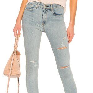 Rag & Bone New York High-Rise Ankle Skinny in Light Wash Distressed